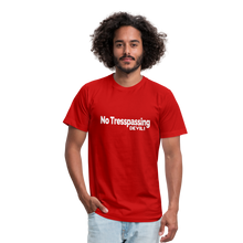 Load image into Gallery viewer, No Tresspassing Unisex Jersey T-Shirt by Bella + Canvas - red

