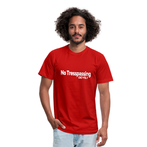 No Tresspassing Unisex Jersey T-Shirt by Bella + Canvas - red