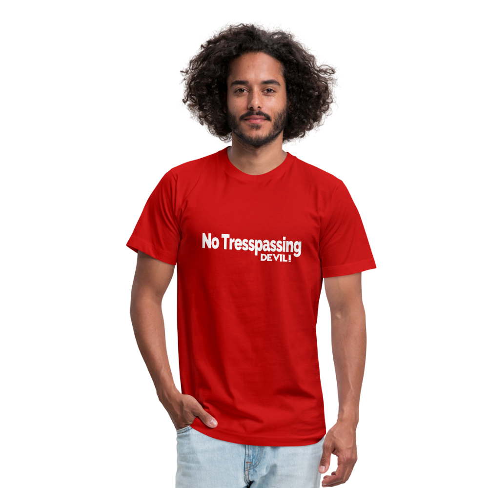 No Tresspassing Unisex Jersey T-Shirt by Bella + Canvas - red