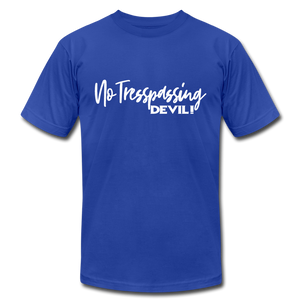 No Trespassing! Unisex Jersey T-Shirt by Bella + Canvas - royal blue