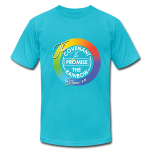 The Covenant The Promise The Rainbow Unisex Jersey T-Shirt by Bella + Canvas - turquoise