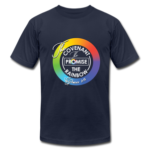 The Covenant The Promise The Rainbow Unisex Jersey T-Shirt by Bella + Canvas - navy