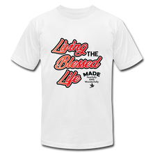 Load image into Gallery viewer, Living the Blessed Life Unisex Jersey T-Shirt by Bella + Canvas - white
