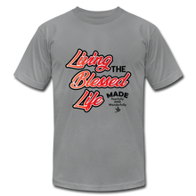 Load image into Gallery viewer, Living the Blessed Life Unisex Jersey T-Shirt by Bella + Canvas - slate
