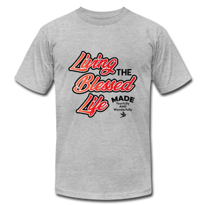 Living the Blessed Life Unisex Jersey T-Shirt by Bella + Canvas - heather gray