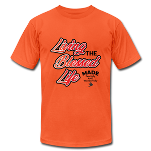 Living the Blessed Life Unisex Jersey T-Shirt by Bella + Canvas - orange