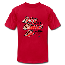 Load image into Gallery viewer, Living the Blessed Life Unisex Jersey T-Shirt by Bella + Canvas - red
