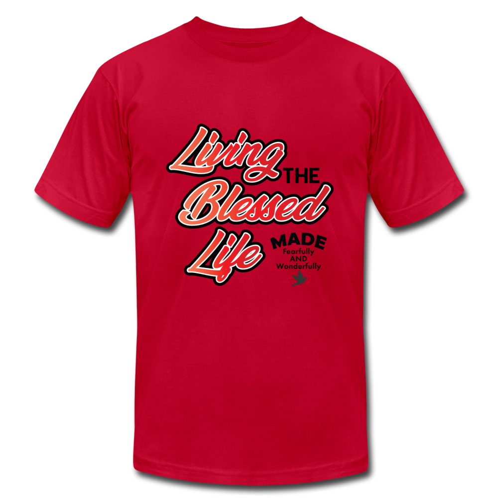 Living the Blessed Life Unisex Jersey T-Shirt by Bella + Canvas - red