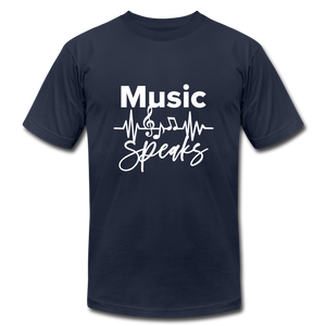 Music Unisex Jersey T-Shirt by Bella + Canvas - navy