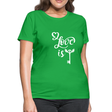 Load image into Gallery viewer, Love is Key Women&#39;s T-Shirt - bright green
