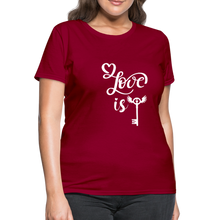Load image into Gallery viewer, Love is Key Women&#39;s T-Shirt - dark red
