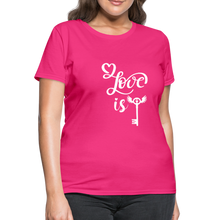 Load image into Gallery viewer, Love is Key Women&#39;s T-Shirt - fuchsia
