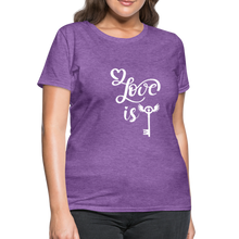 Load image into Gallery viewer, Love is Key Women&#39;s T-Shirt - purple heather
