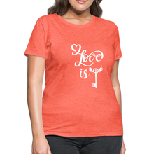 Load image into Gallery viewer, Love is Key Women&#39;s T-Shirt - heather coral
