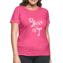 Load image into Gallery viewer, Love is Key Women&#39;s T-Shirt - heather pink
