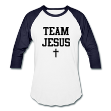 Load image into Gallery viewer, Team Jesus (Inspired by Sinaya) Baseball T-Shirt - white/navy

