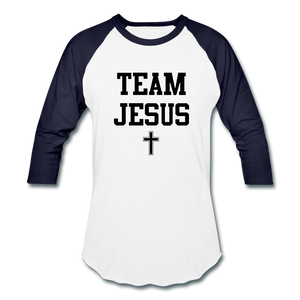Team Jesus (Inspired by Sinaya) Baseball T-Shirt - white/navy