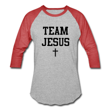 Load image into Gallery viewer, Team Jesus (Inspired by Sinaya) Baseball T-Shirt - heather gray/red
