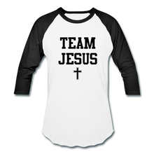 Load image into Gallery viewer, Team Jesus (Inspired by Sinaya) Baseball T-Shirt - white/black

