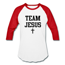 Load image into Gallery viewer, Team Jesus (Inspired by Sinaya) Baseball T-Shirt - white/red
