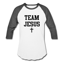 Load image into Gallery viewer, Team Jesus (Inspired by Sinaya) Baseball T-Shirt - white/charcoal

