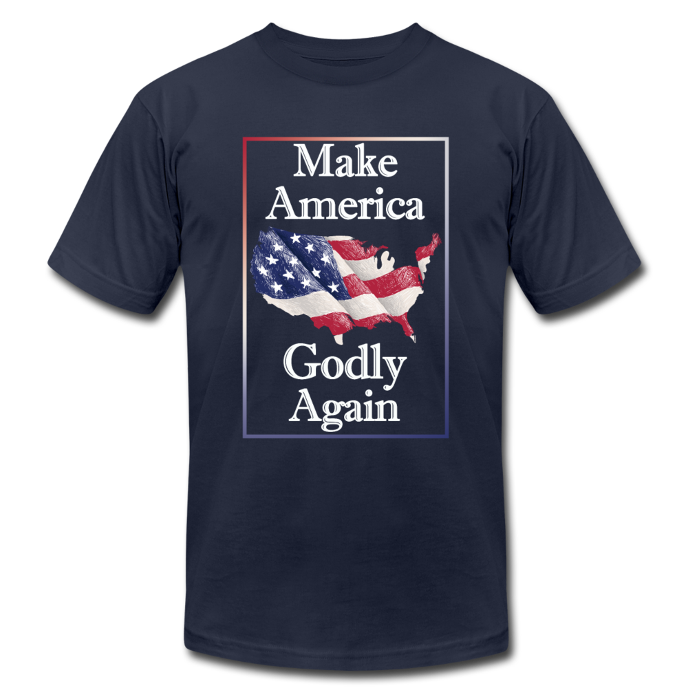 Make America Godly Again Unisex Jersey T-Shirt by Bella + Canvas - navy