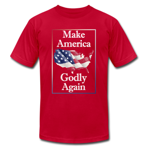 Make America Godly Again Unisex Jersey T-Shirt by Bella + Canvas - red