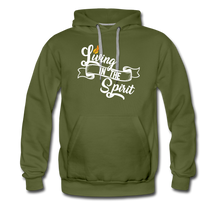 Load image into Gallery viewer, Living in the Spirit Men’s Premium Hoodie - olive green
