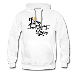 Living in the Spirit Men’s Premium Hoodie - white