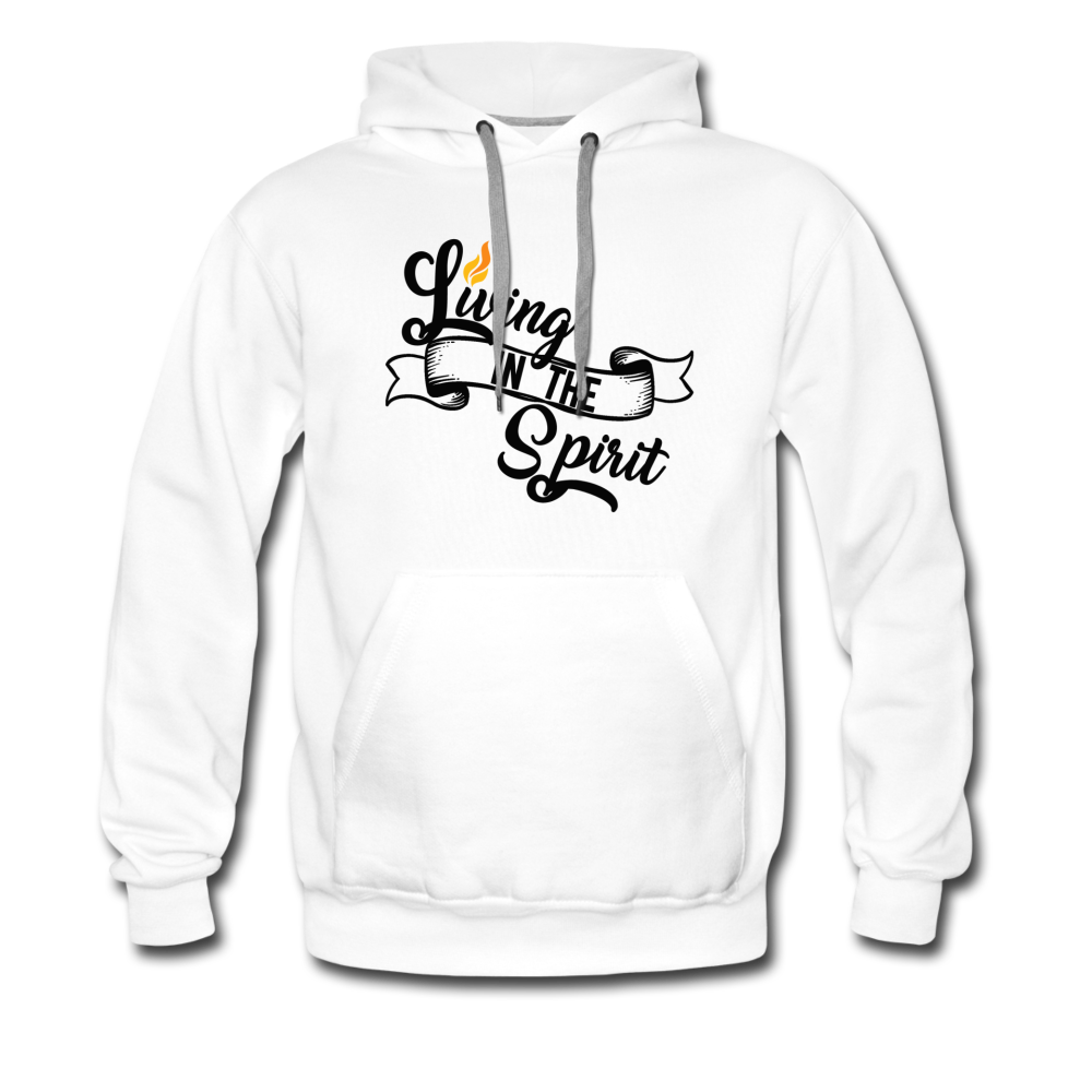 Living in the Spirit Men’s Premium Hoodie - white