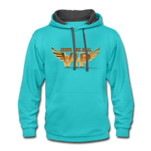 Load image into Gallery viewer, Jesus the Real VIP Contrast Hoodie - scuba blue/asphalt
