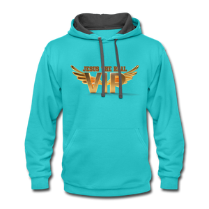 Jesus the Real VIP Contrast Hoodie - scuba blue/asphalt