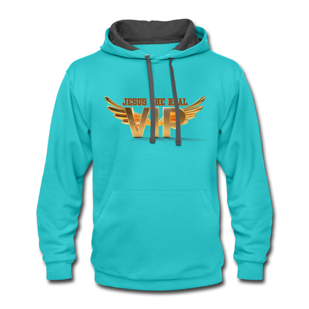 Jesus the Real VIP Contrast Hoodie - scuba blue/asphalt