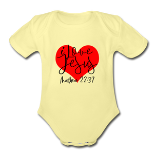 Organic Short Sleeve Baby Bodysuit - washed yellow