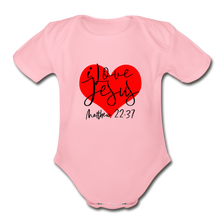 Load image into Gallery viewer, Organic Short Sleeve Baby Bodysuit - light pink
