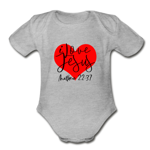 Organic Short Sleeve Baby Bodysuit - heather gray