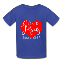Load image into Gallery viewer, I Love Jesus Hanes Youth Tagless T-Shirt - royal blue
