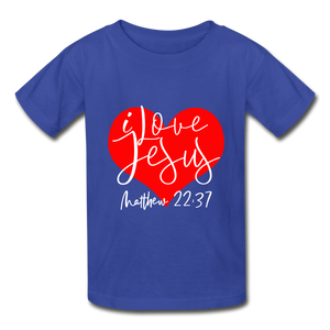I Love Jesus Hanes Youth Tagless T-Shirt - royal blue