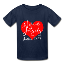 Load image into Gallery viewer, I Love Jesus Hanes Youth Tagless T-Shirt - navy
