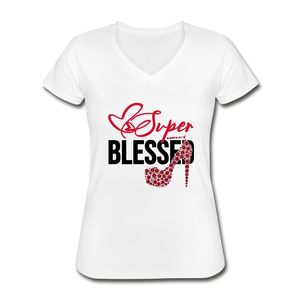 Super Blessed Women's V-Neck T-Shirt - white