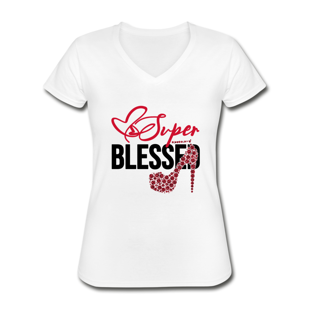 Super Blessed Women's V-Neck T-Shirt - white