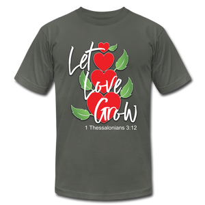 Let Love Grow Unisex Jersey T-Shirt by Bella + Canvas - asphalt