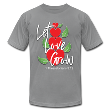 Load image into Gallery viewer, Let Love Grow Unisex Jersey T-Shirt by Bella + Canvas - slate
