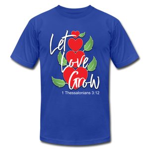 Let Love Grow Unisex Jersey T-Shirt by Bella + Canvas - royal blue