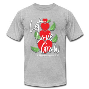Let Love Grow Unisex Jersey T-Shirt by Bella + Canvas - heather gray