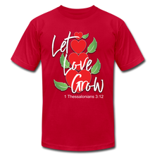 Load image into Gallery viewer, Let Love Grow Unisex Jersey T-Shirt by Bella + Canvas - red
