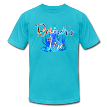 Load image into Gallery viewer, Refiner&#39;s Fire Unisex Jersey T-Shirt by Bella + Canvas - turquoise
