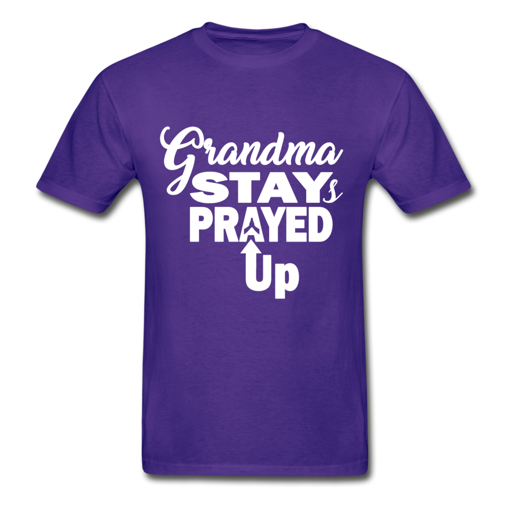 Grandma Stays Prayed Up Hanes Adult Tagless T-Shirt - purple