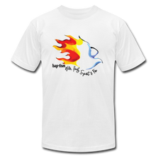 Load image into Gallery viewer, Baptism Water Holy Spirit Fire Unisex Jersey T-Shirt | Bella + Canvas 3001 - white
