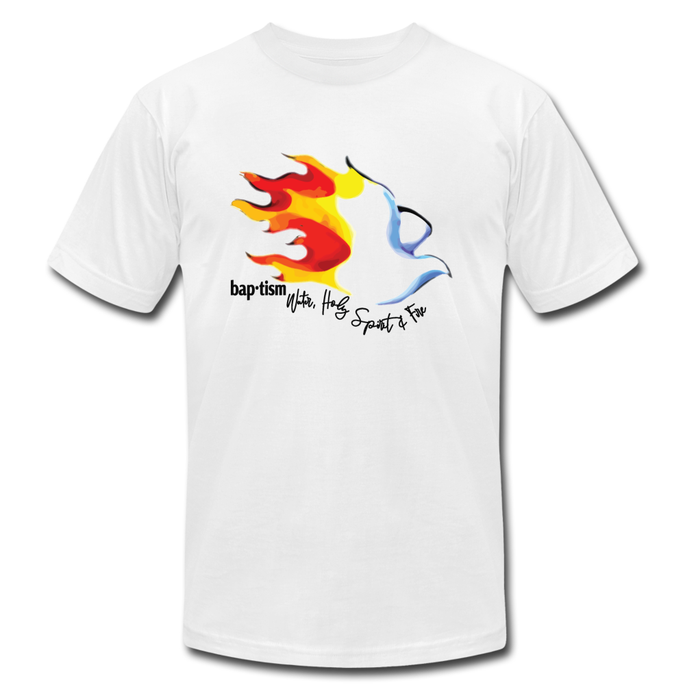 Baptism Water Holy Spirit Fire Unisex Jersey T-Shirt | Bella + Canvas 3001 - white